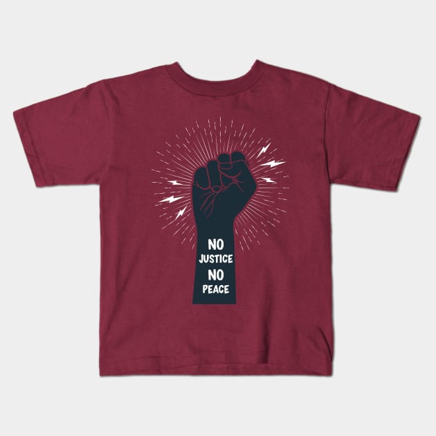 No Justice No Peace Kids T-Shirt by iconicole